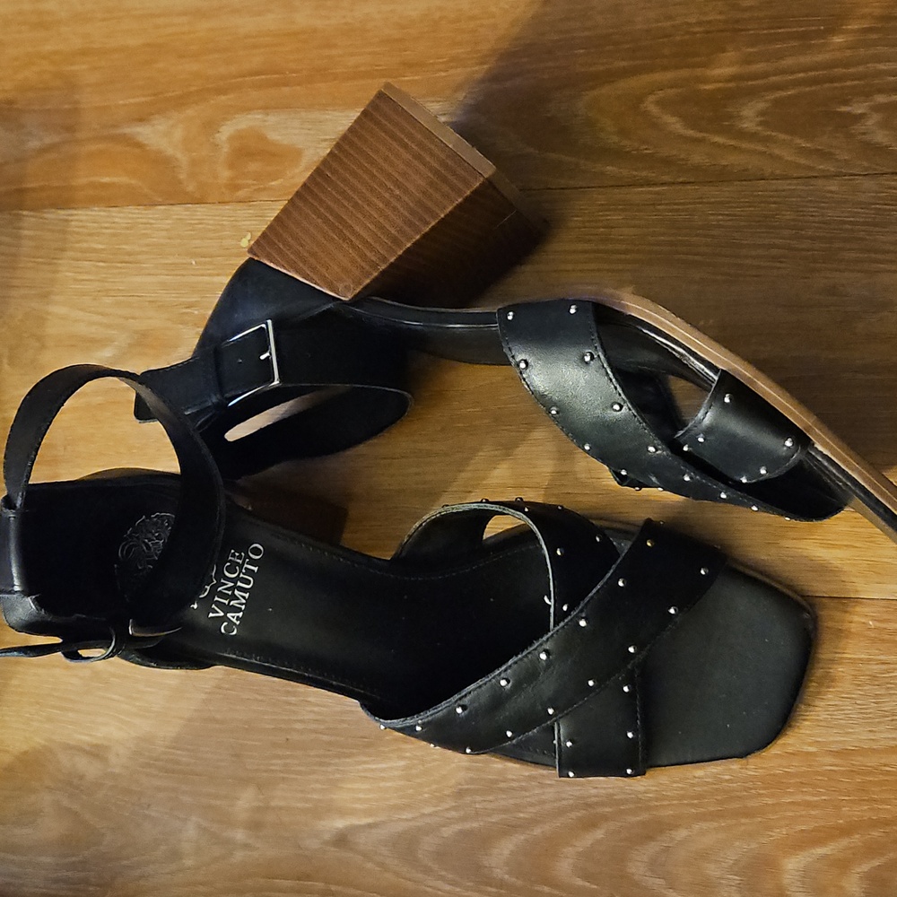 Vince Camuto Black Studded Block Heels Size 10